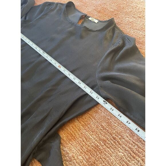 ODDY EMBROIDERED WAIST TIE CUPRO BLEND BLACK WOMEN LONG SLEEVE BLOUSE XL - Picture 3 of 7